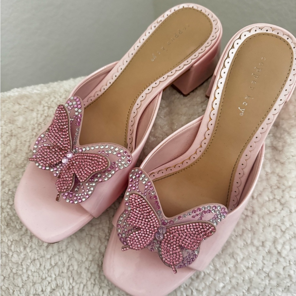 Pink Butterfly Embellished Women's Shoes